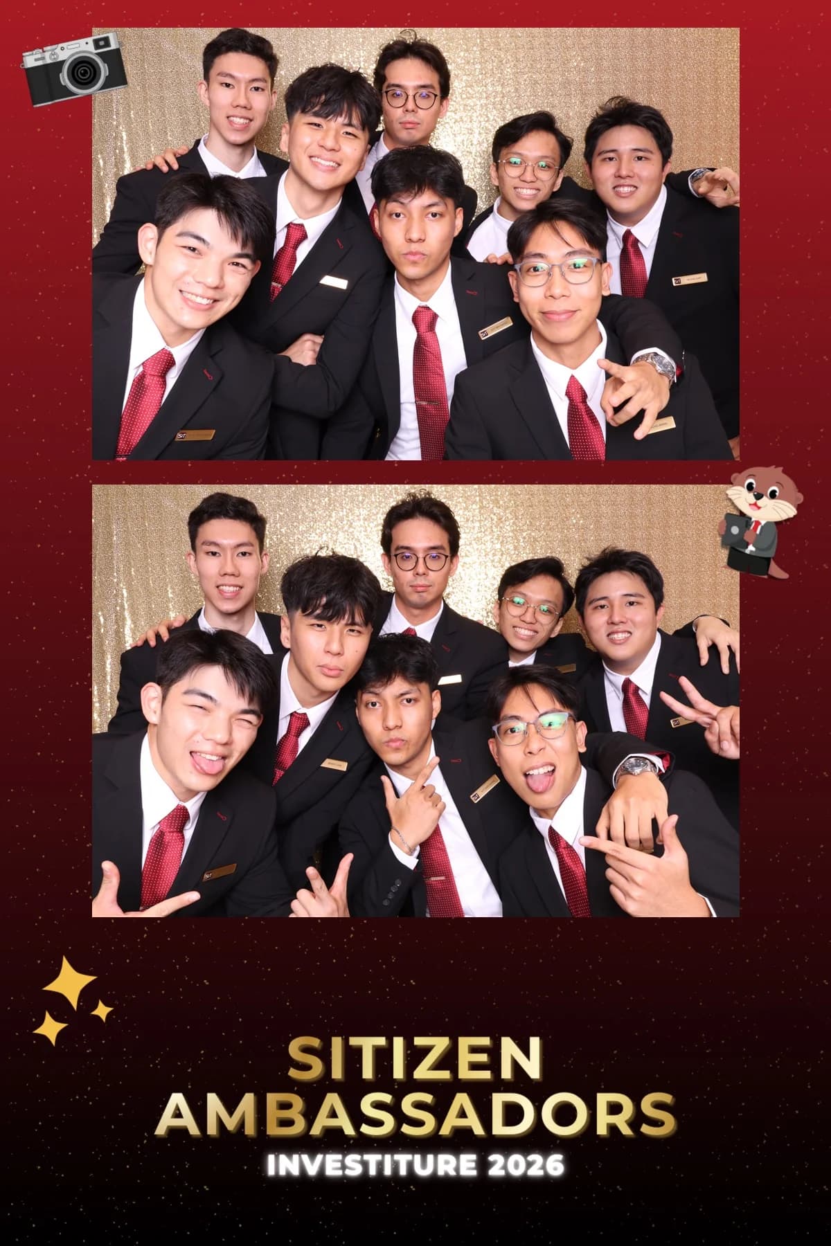 Corporate event guests using branded photobooth in Singapore