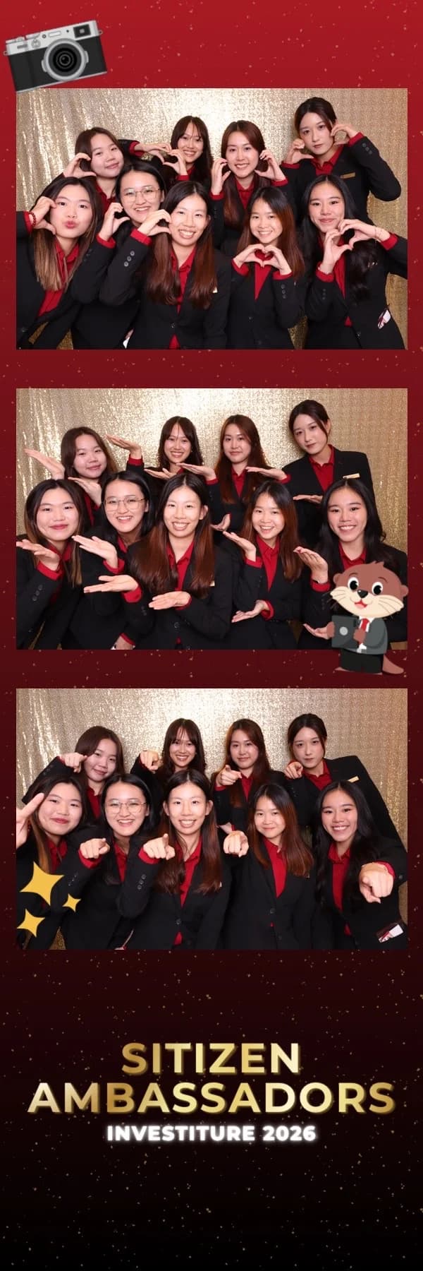 Company guests posing for instant print keepsakes at event booth